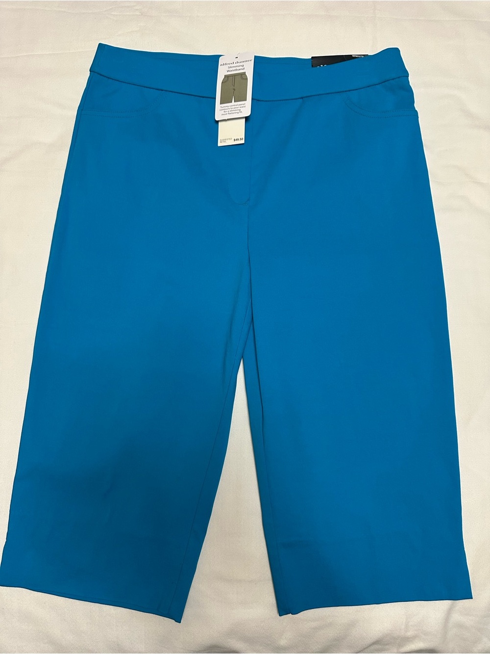 Alfred Dunner Women’s Knee-Length Stretch Capri Pants in Bright Teal Blue - 12P